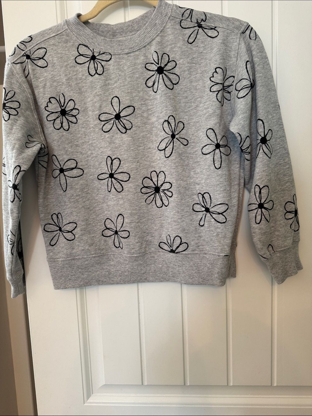 wonder nation Grey Crewneck Sweatshirt with Black Floral Outline